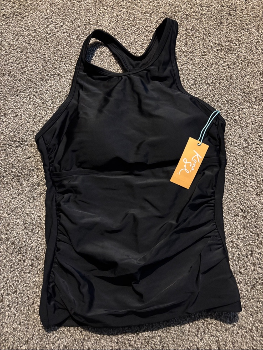 NEW Kona Sol Black High-Neck Swim Tankini Top with Racerback